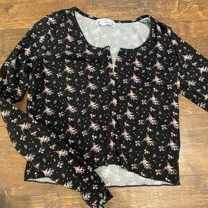 Floral Black Long Sleeve Top